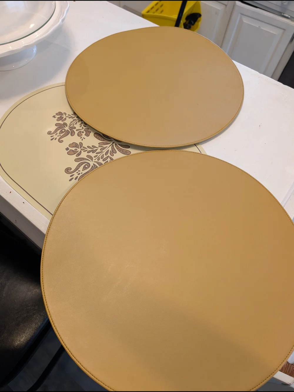 Crate&Barrel Tan Round Faux Leather Wall Circles